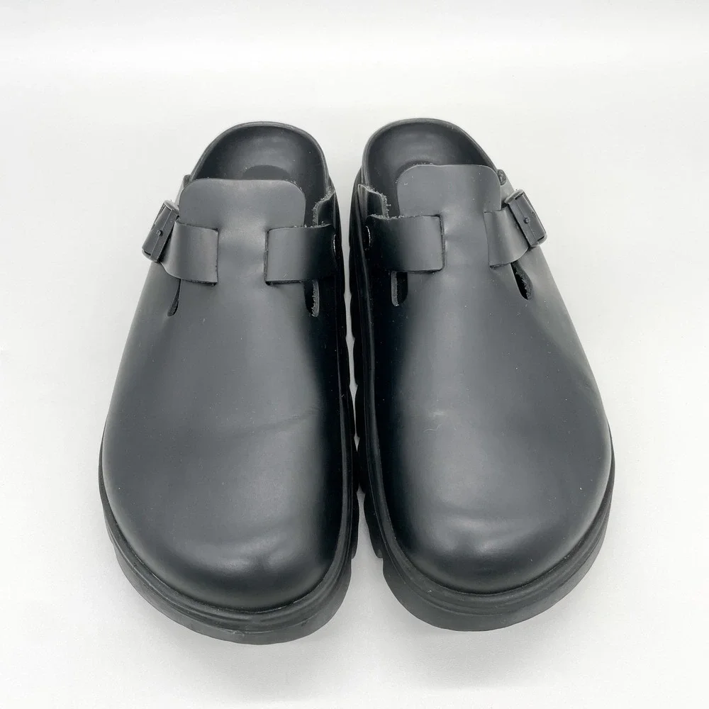 Birkenstock Papillio Boston Chunky Clog Womens 9 Shari Black Leather Platform